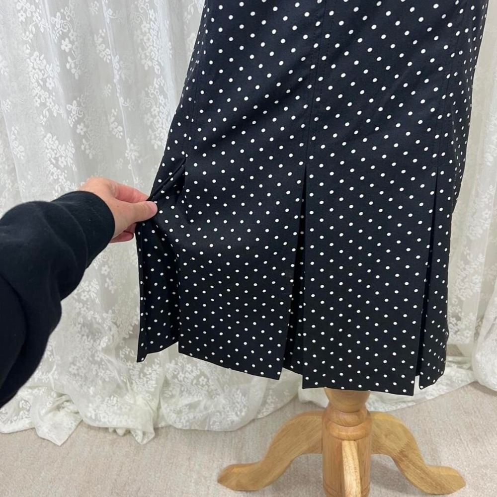 Who What Wear Black Polka Dot Midi Skirt Women's 12 NWT Pleated A‎ Line - Picture 5 of 6
